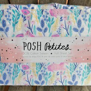 Posh Petite Unicorn Floral Twin Size Cotton Sheet Set    100% Comfortable Cotton